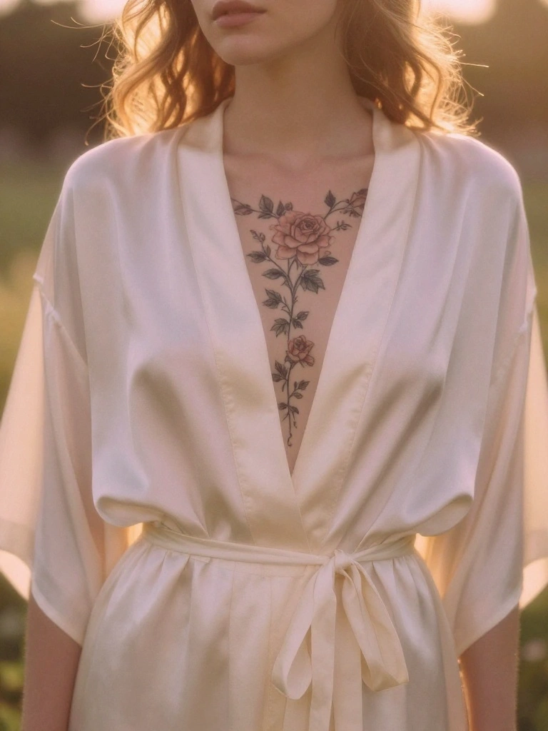 Florals Bloom Differently When Inked Across a Woman's Breastbone