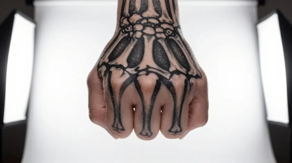 Blackwork Skeleton Hand Tattoos Carved From Pure Shadow and Contrast