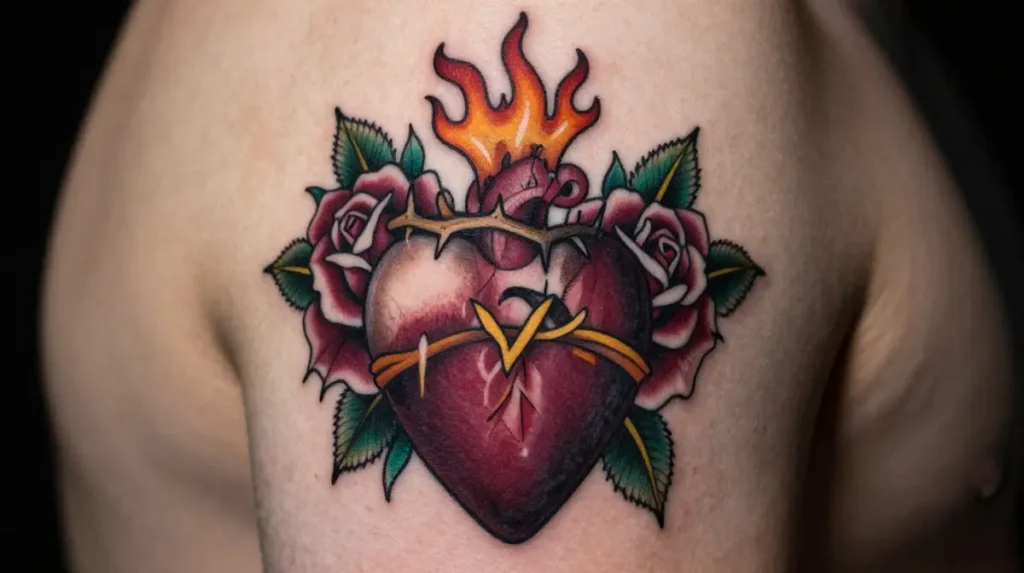 Neo Traditional Sacred Heart Tattoo Designs That Modernize a Classic Symbol
