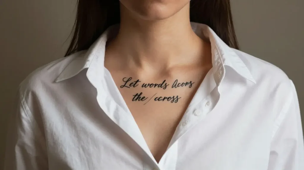 Script and Quote Tattoos That Let Words Drape Across the Collarbone Like Silk
