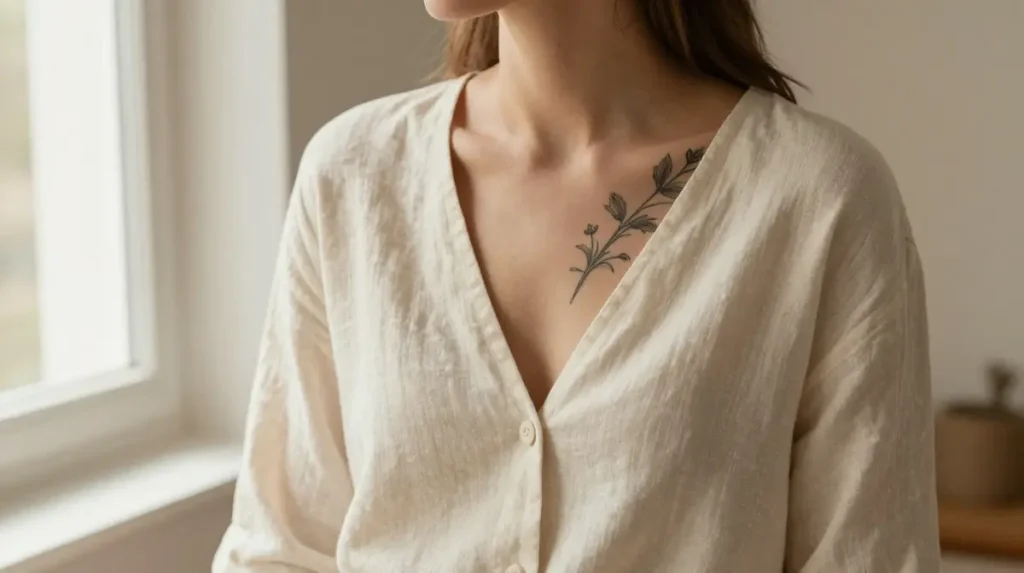 The Collarbone-to-Chest Sweep That Makes Every Neckline Look Intentional