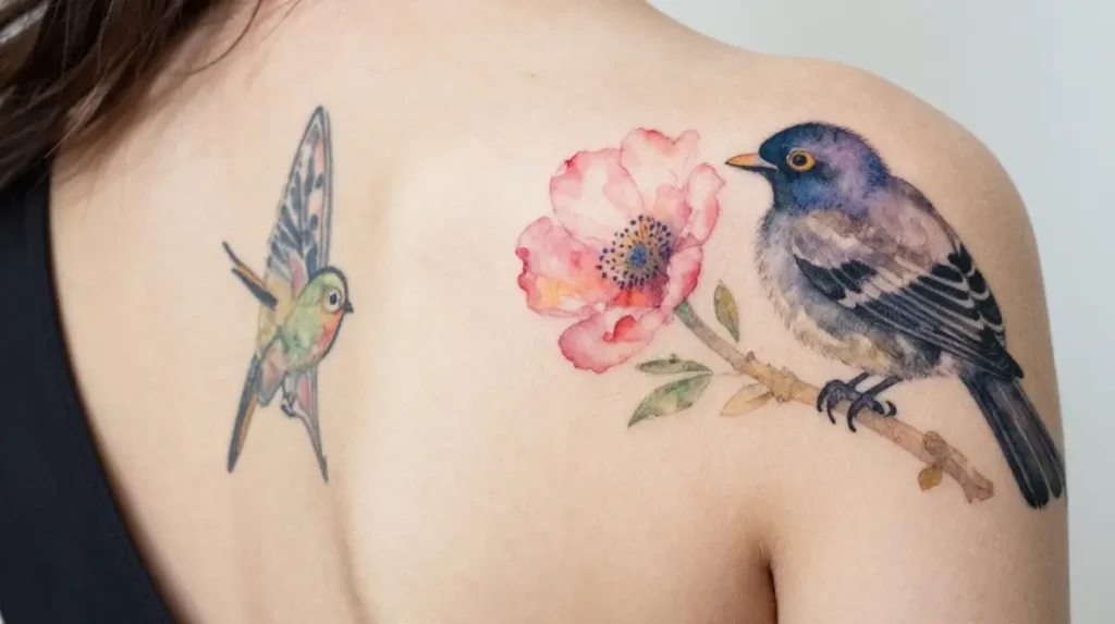 Watercolor Shoulder Tattoos That Turn Skin Into a Living Painting
