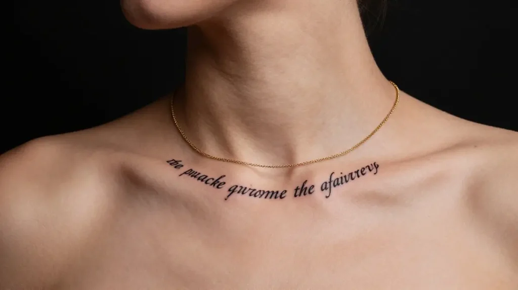 Collarbone Scripture Tattoos That Frame a Woman's Presence With Sacred Words