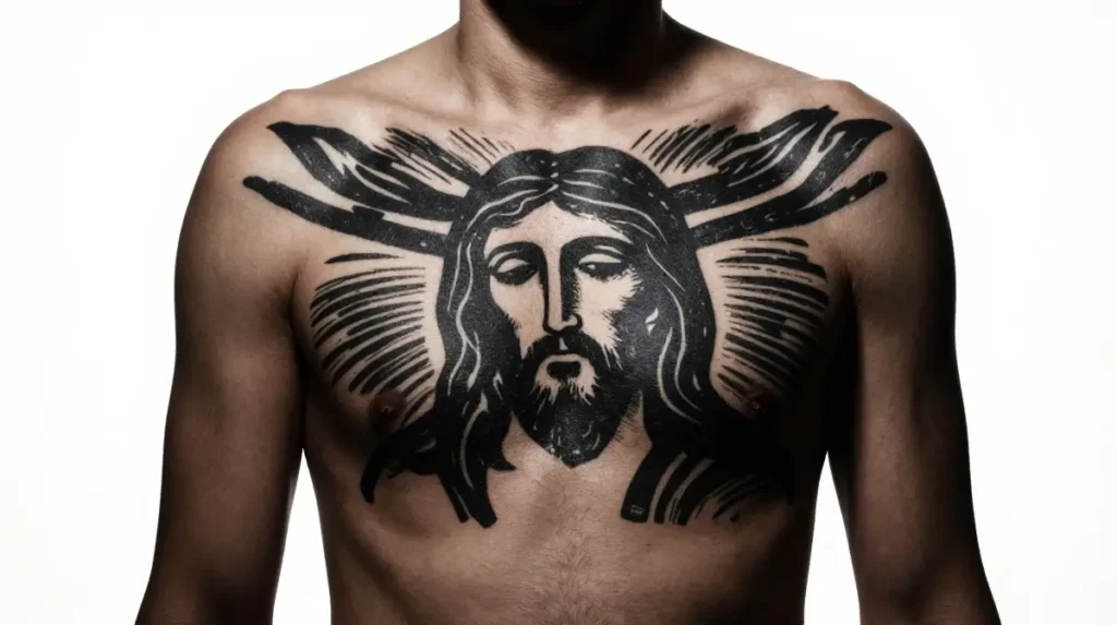 Blackwork Jesus Tattoos Built From Shadow Faith and Absolute Conviction