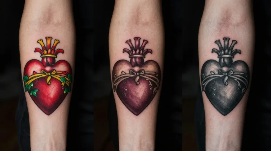 How Color Choices Transform the Entire Mood of a Sacred Heart Tattoo