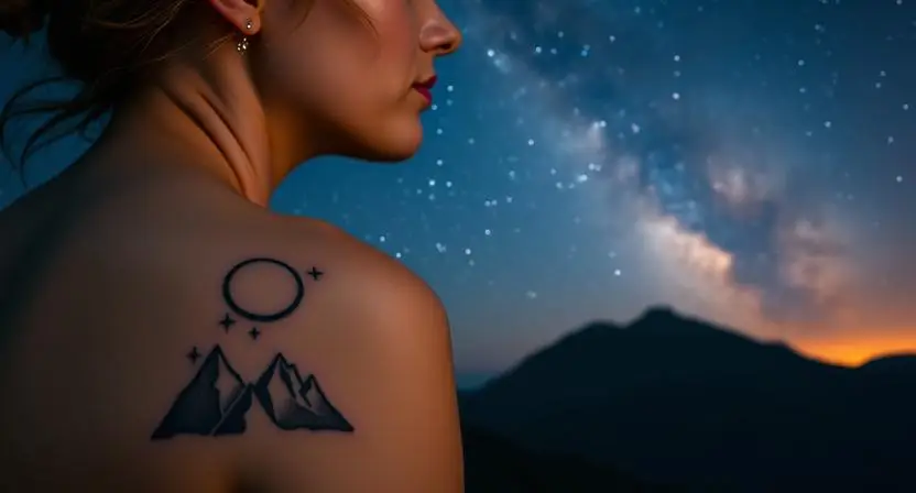 Moon and Mountain Tattoos That Capture the Night Sky Above the Treeline