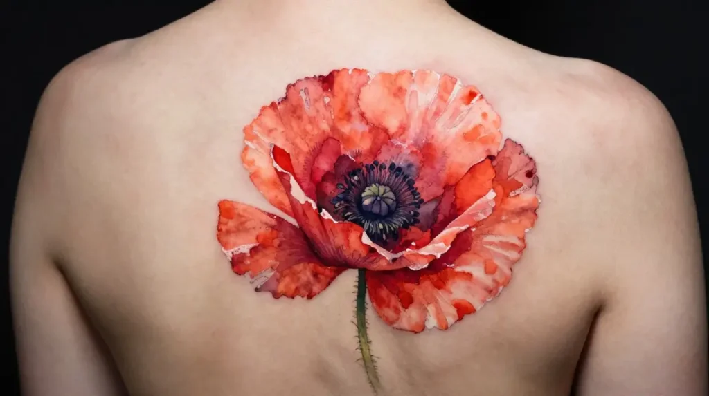 Watercolor Flower Shoulder Tattoos That Look Painted Directly on Skin