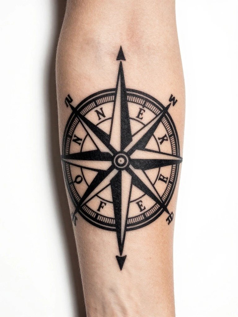 Blackwork Compass Tattoos Carved From Shadow Certainty and Direction
