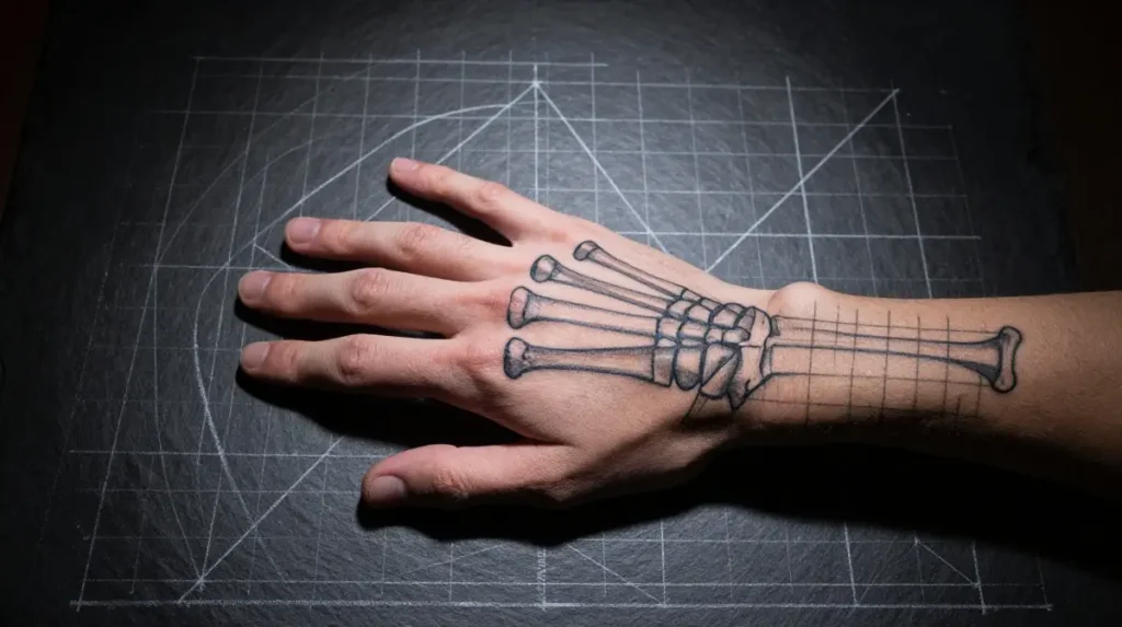 Geometric Skeleton Hand Tattoos That Engineer Death Into Sacred Pattern