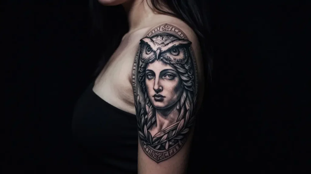 Goddess and Mythological Shoulder Tattoos Worn by Bold Women