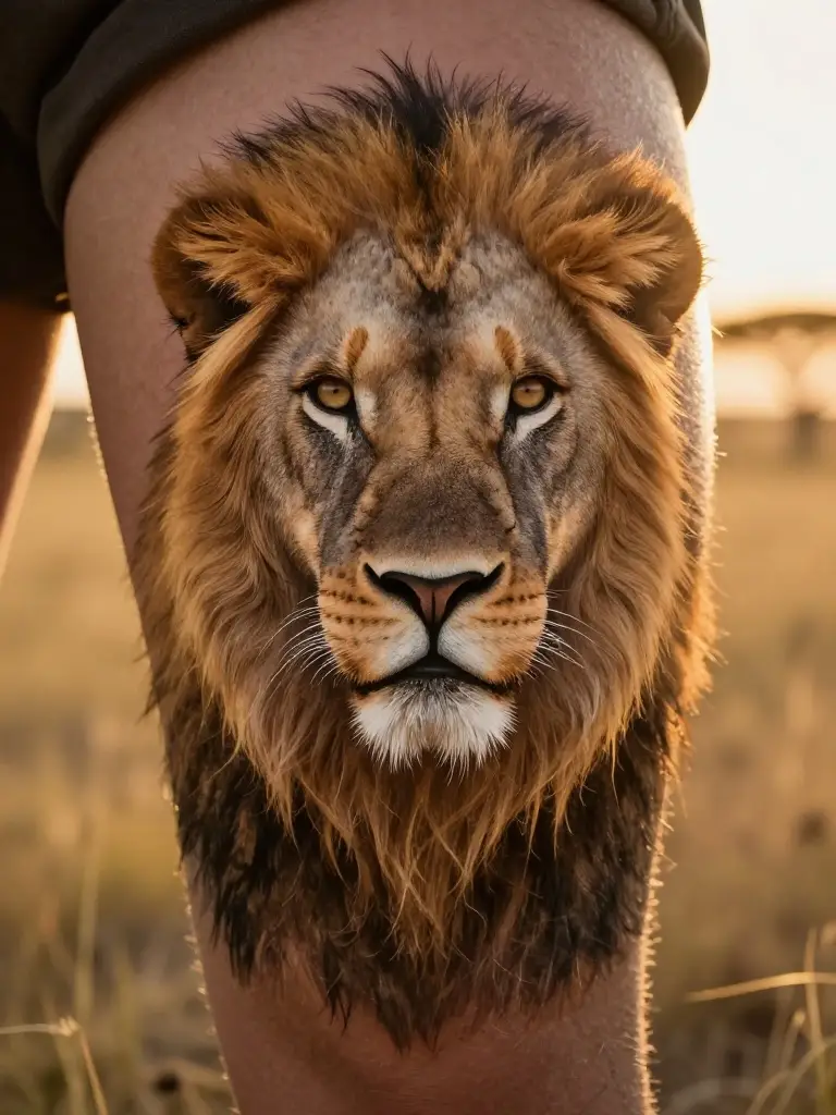 Realistic Portrait and Animal Thigh Tattoos That Stop People in Their Tracks