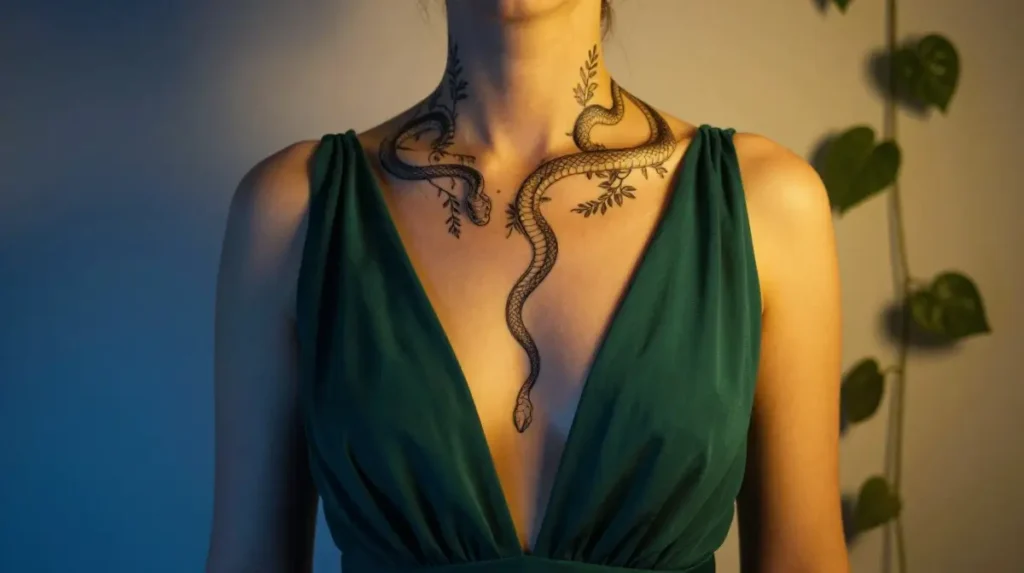 Snake and Serpent Designs That Wear Power and Mystery on the Collarbone Beautifully