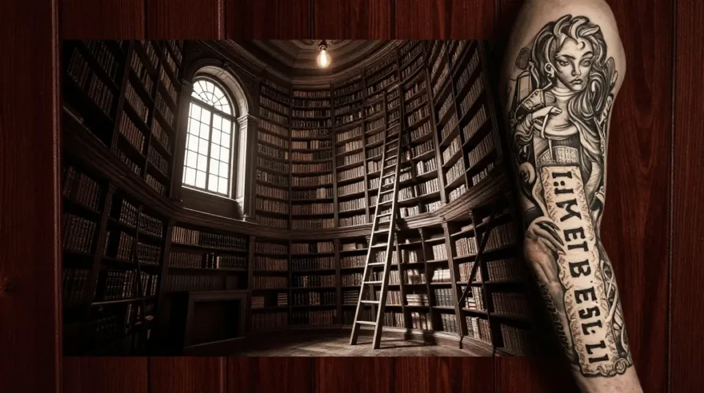Vintage Library and Bookshelf Tattoos That Smell Like Old Paper