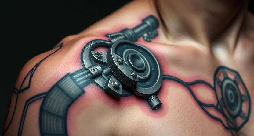 Biomechanical Shoulder Tattoos That Make Flesh and Machine Indistinguishable