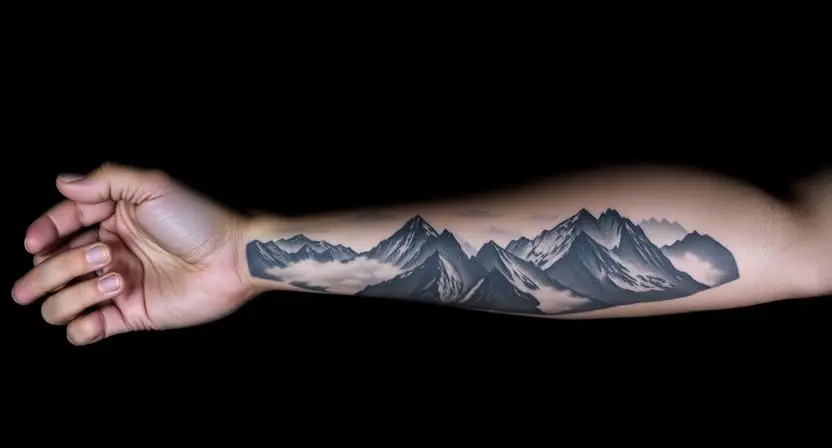 Black and Grey Mountain Tattoos With Shading That Rivals Landscape Photography