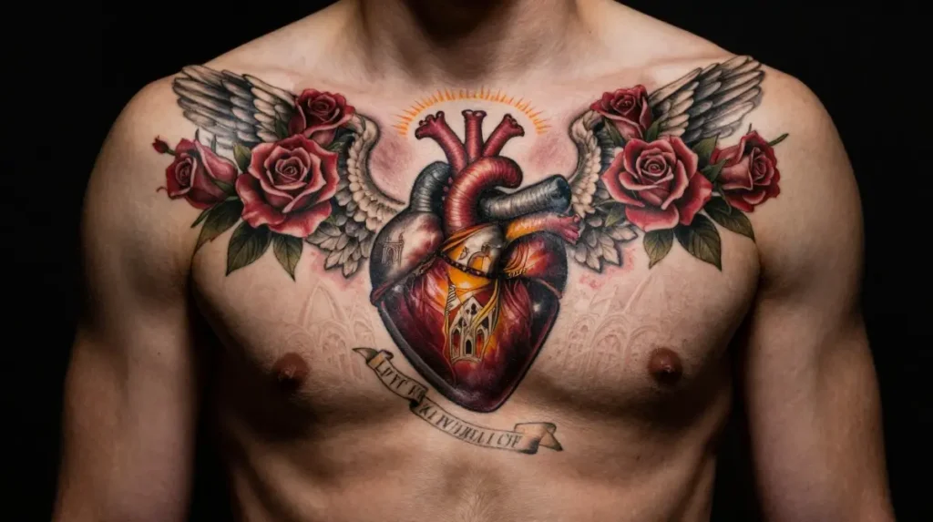 Sacred Heart Chest Tattoos That Turn the Body Into a Living Cathedral