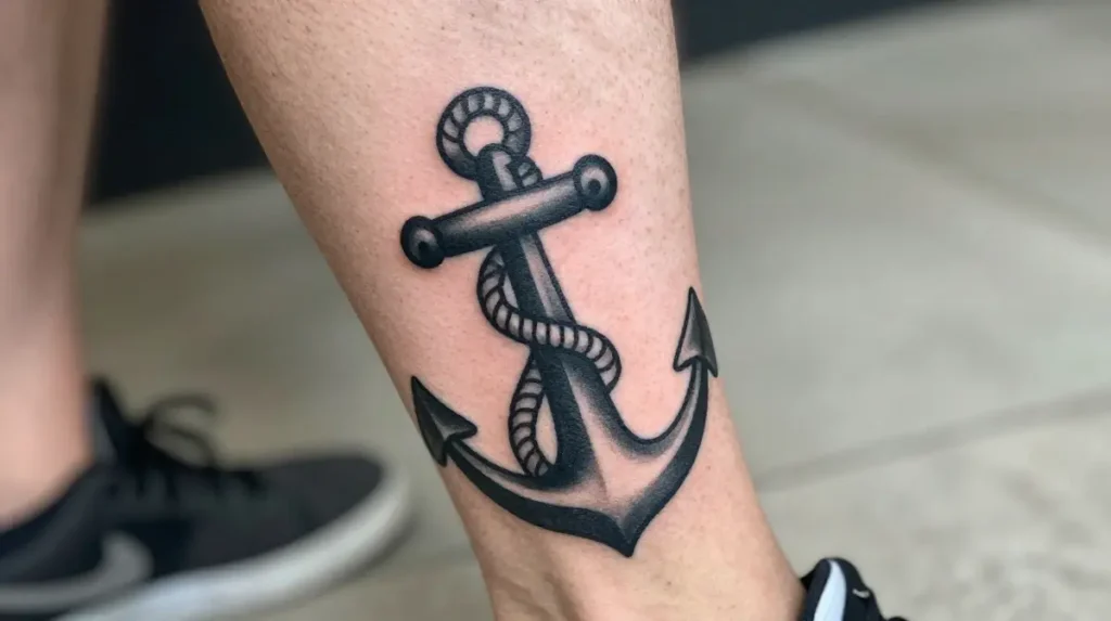 Anchor Lower Leg Tattoo