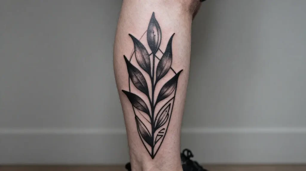 Blackwork Lower Leg Tattoo