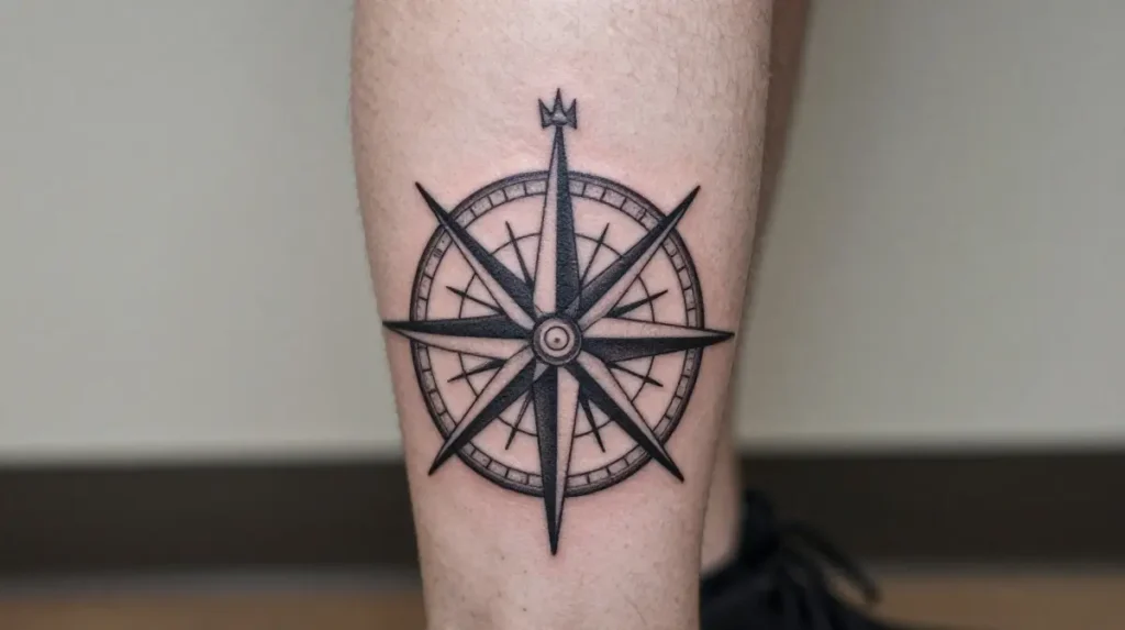 Compass Lower Leg Tattoo