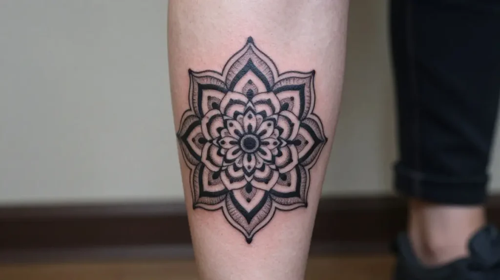 Mandala Lower Leg Tattoo
