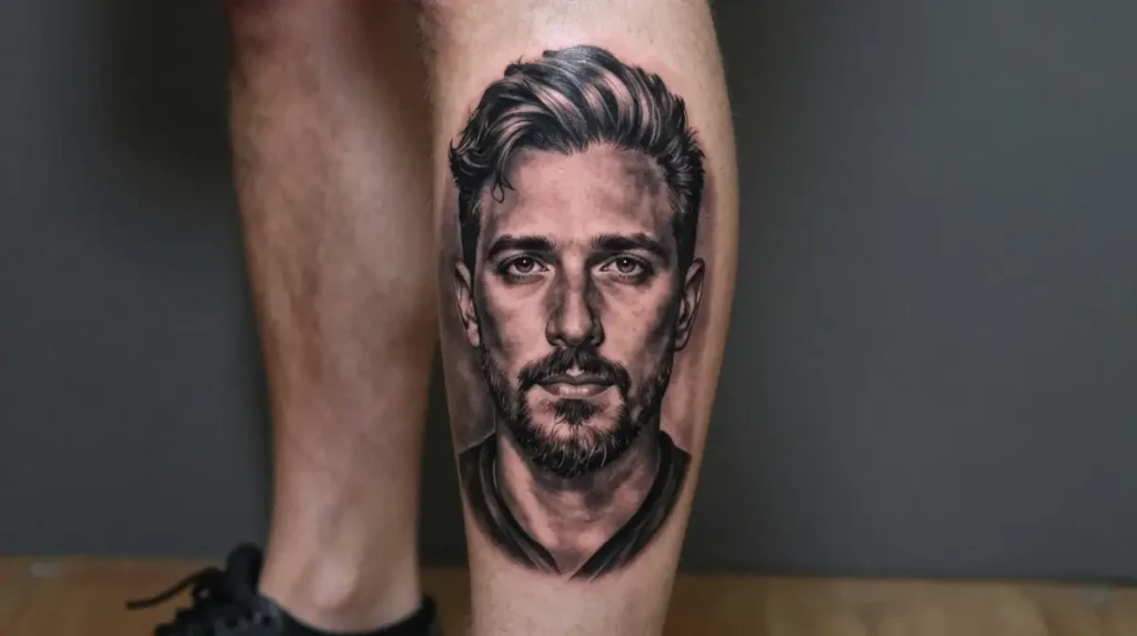 Portrait Lower Leg Tattoo