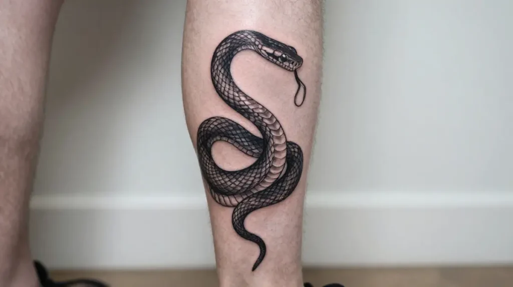 Snake Lower Leg Tattoo