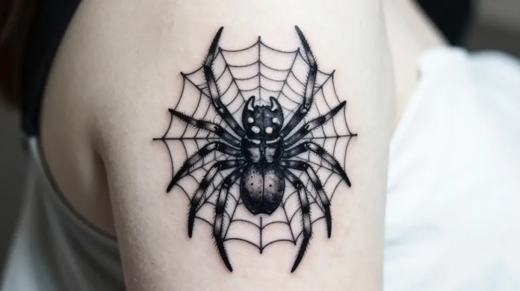 Spider and Spider Web Tattoo