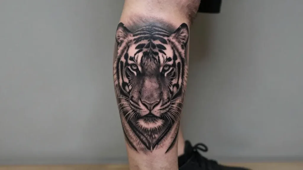 Tiger Lower Leg Tattoo