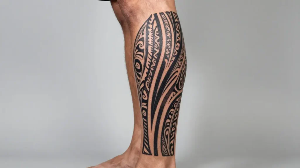 Tribal Lower Leg Tattoo
