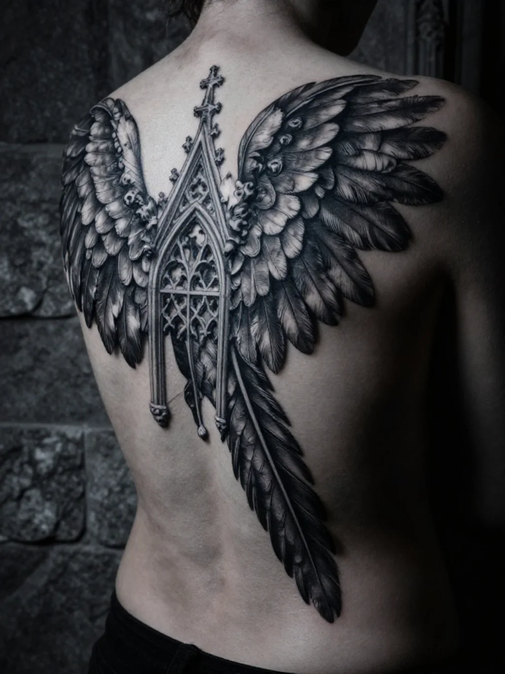 Gothic and Dark Angel Wings Tattoos for Souls Who Dwell Between Two Worlds
