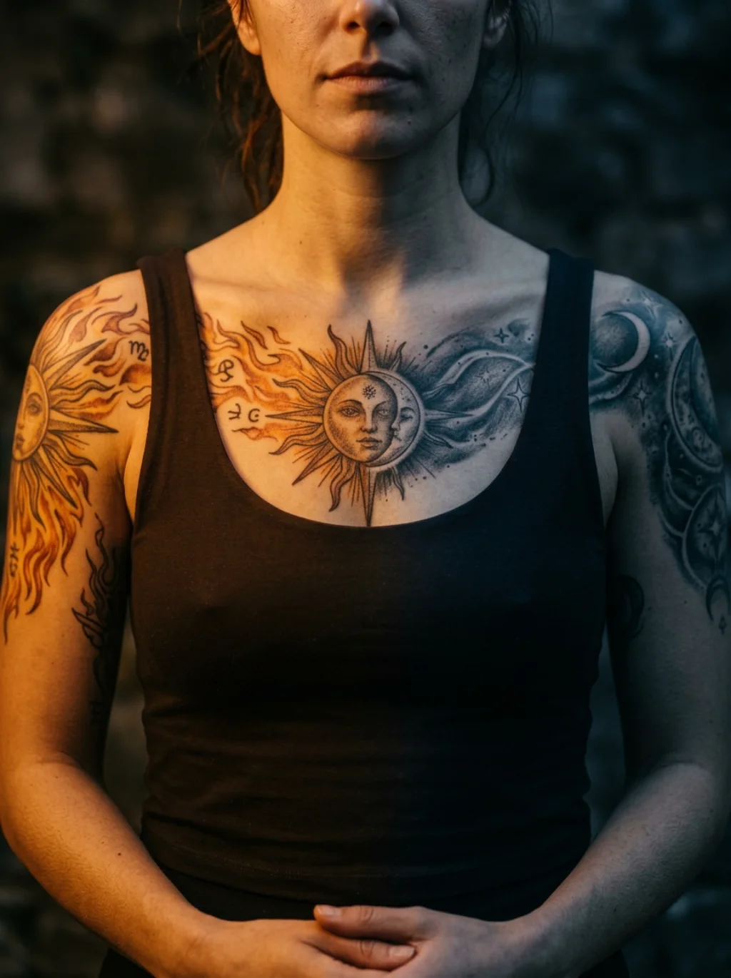 Sun and Moon Duets Balancing Light and Shadow on Bare Skin