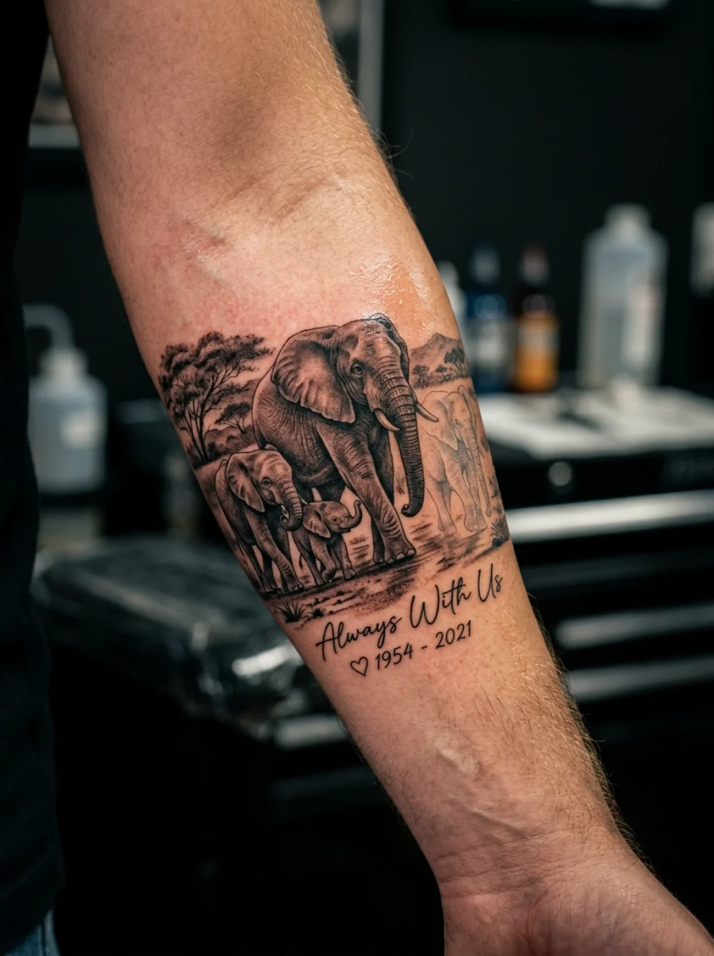The Memorial Elephant Tattoo That Keeps a Lost Family Member Walking Beside You