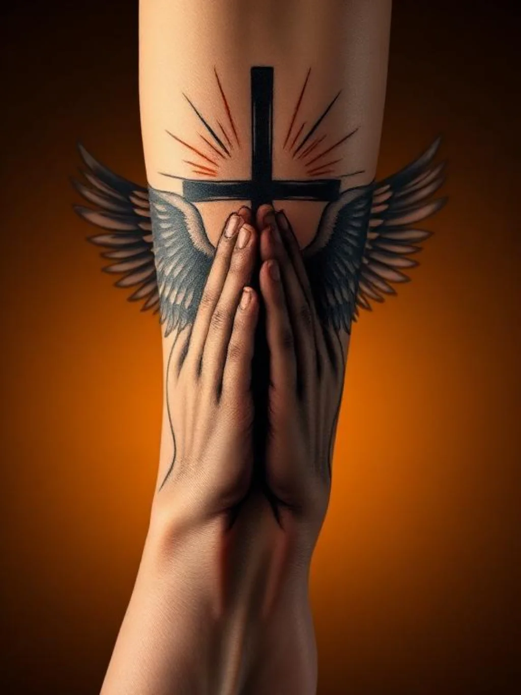 Cross Wings and Divine Light — Elements That Complete the Prayerful Composition