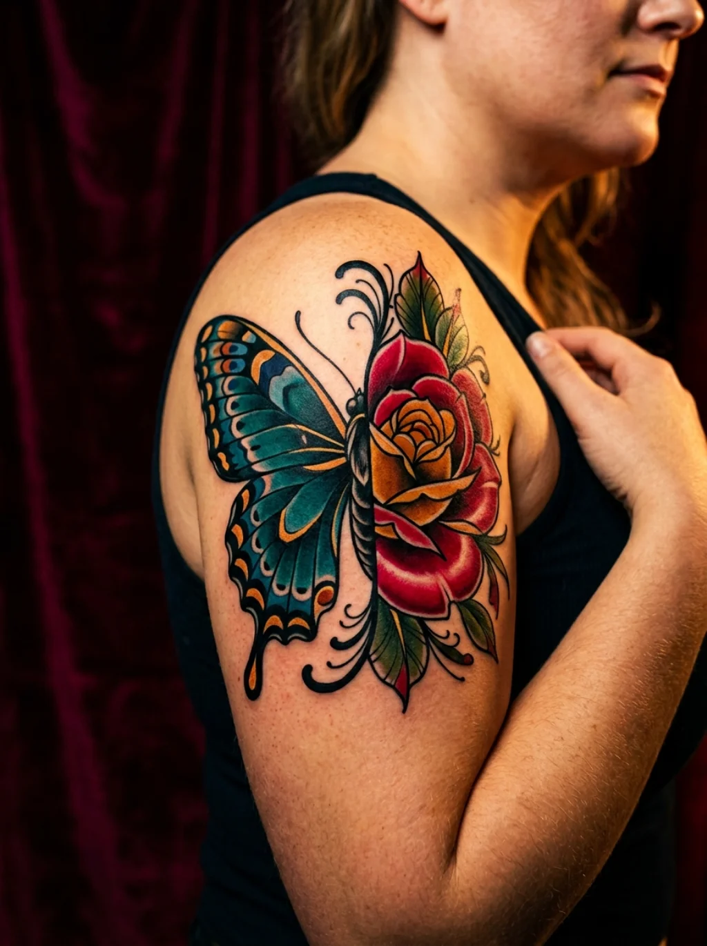 Neo Traditional Half Butterfly Half Flower Designs Bursting With Bold Color