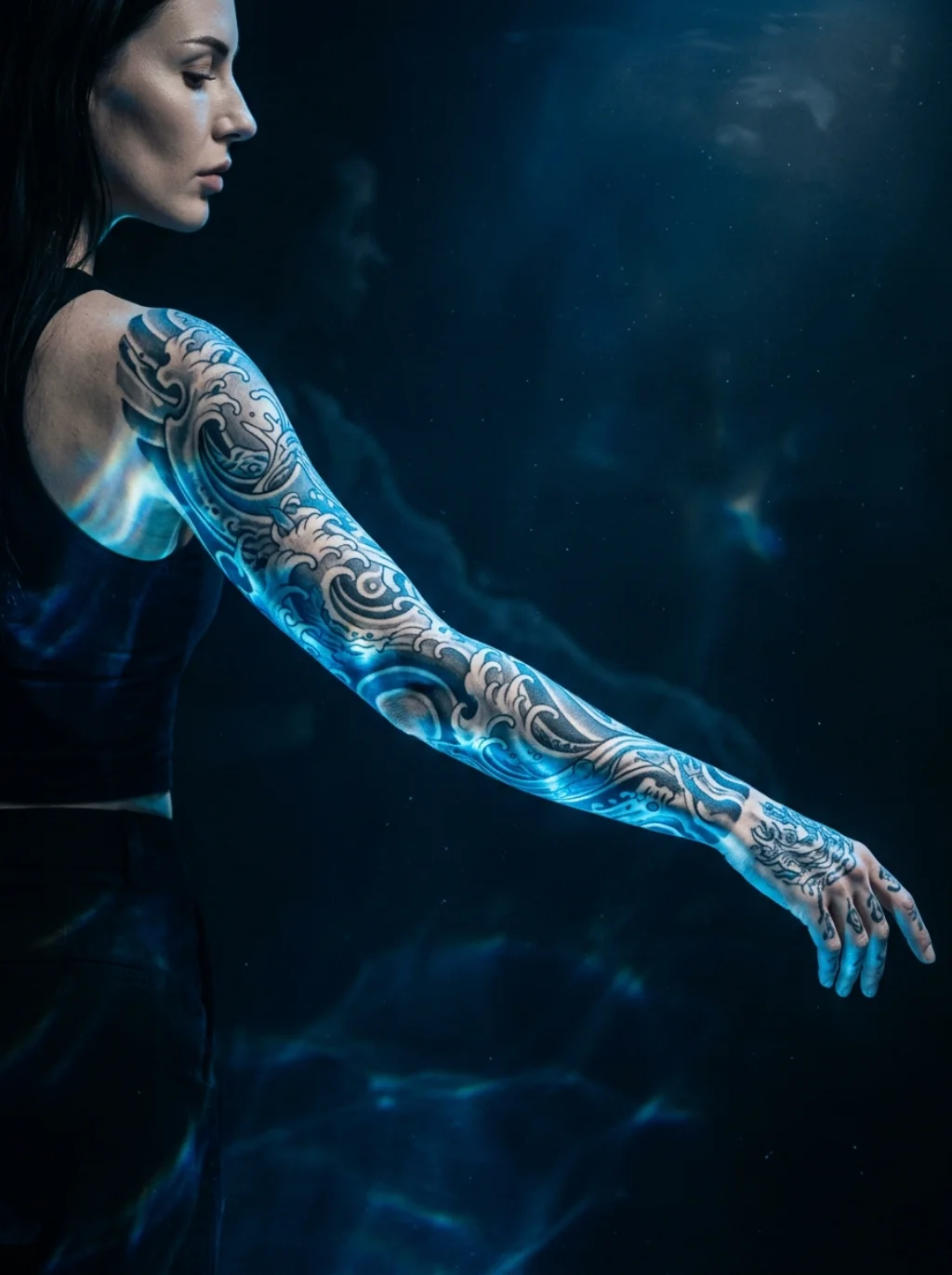 Wave Water and Flow Fillers That Carry the Eye Across the Entire Sleeve
