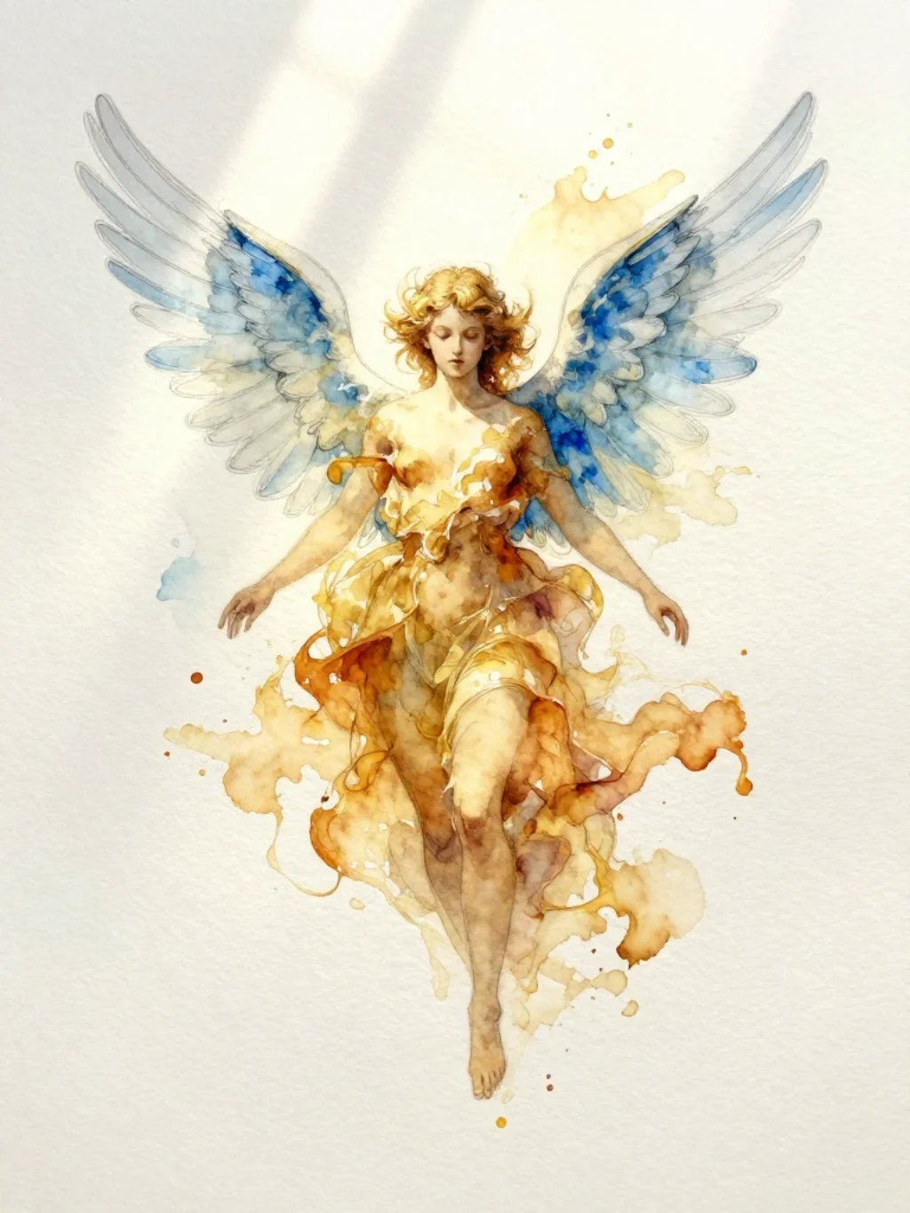 Watercolor Approaches That Give Seraphim Tattoos an Otherworldly Painted Quality
