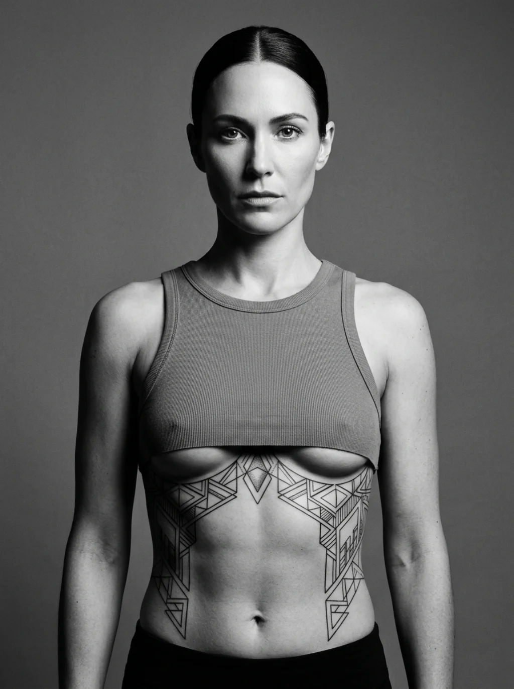Geometric Precision Meets Softness in Rib Cage Body Art