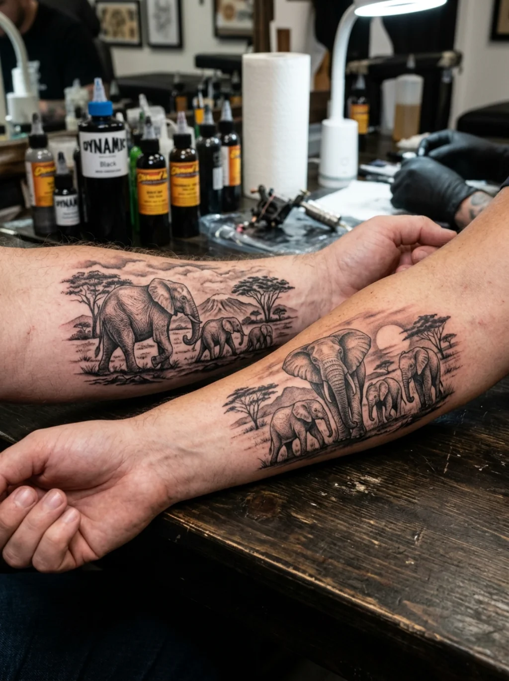 Matching Elephant Family Tattoos That Connect Without Looking Costume Identical