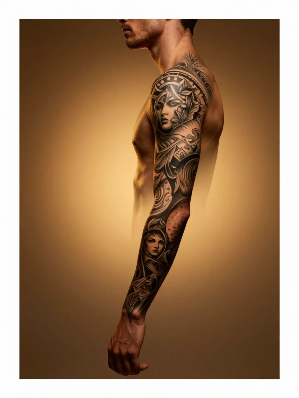 Neck Tattoos for Men Extending From an Existing Sleeve Into New Territory