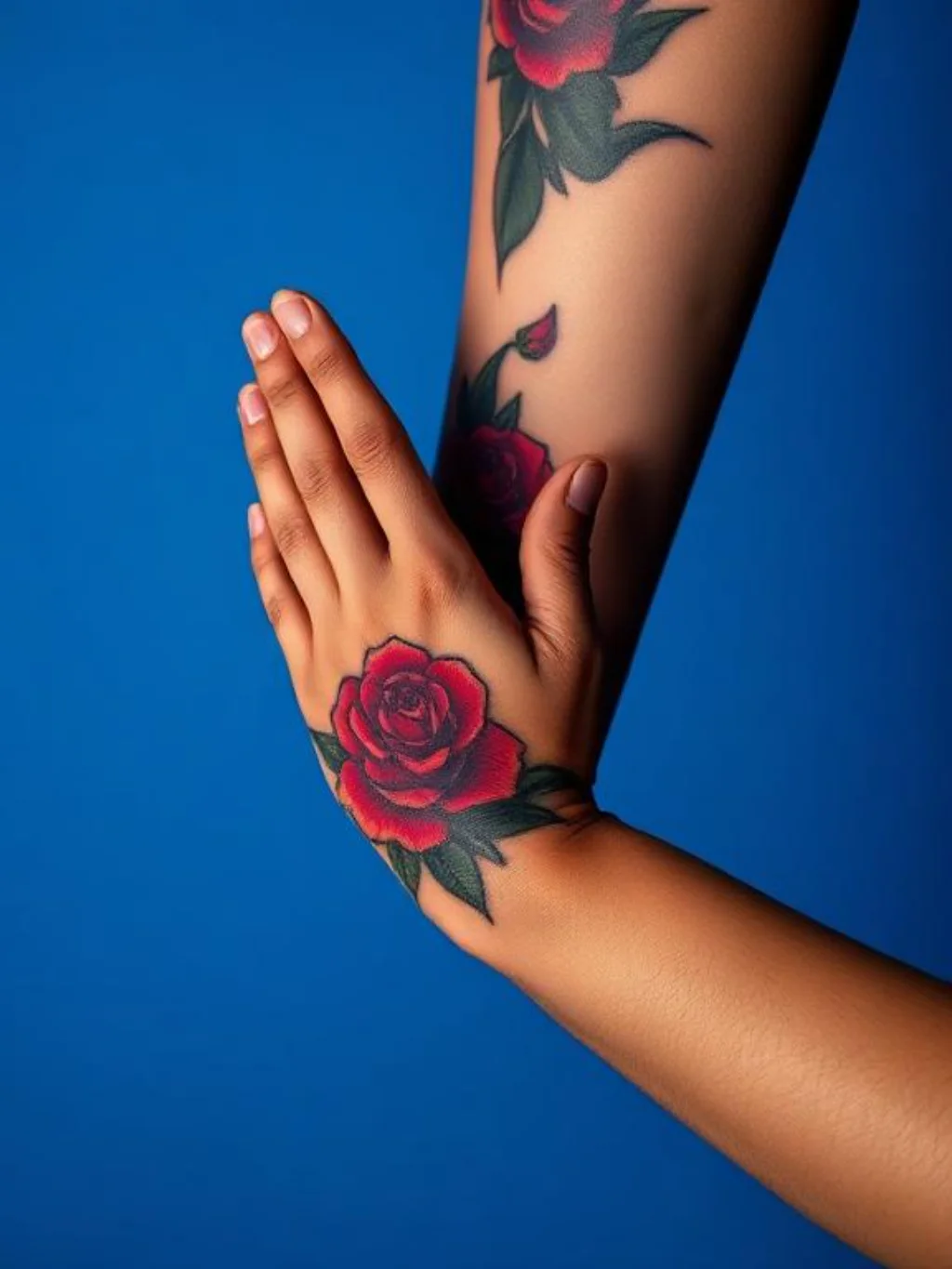 Traditional and Neo Traditional Praying Hands With Bold Lines and Rich Color