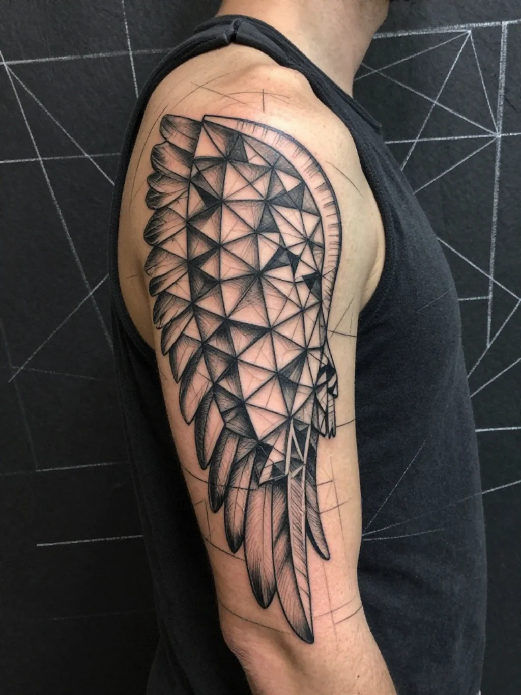 Geometric Angel Wings Tattoos That Engineer Heaven Into Sacred Pattern