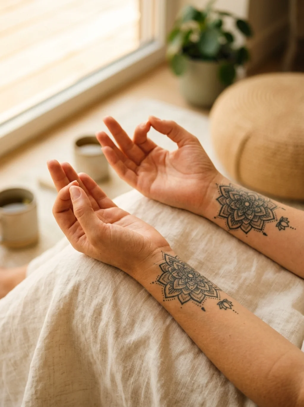 Meditation Symbols Inked Where Your Hands Can Always See Them