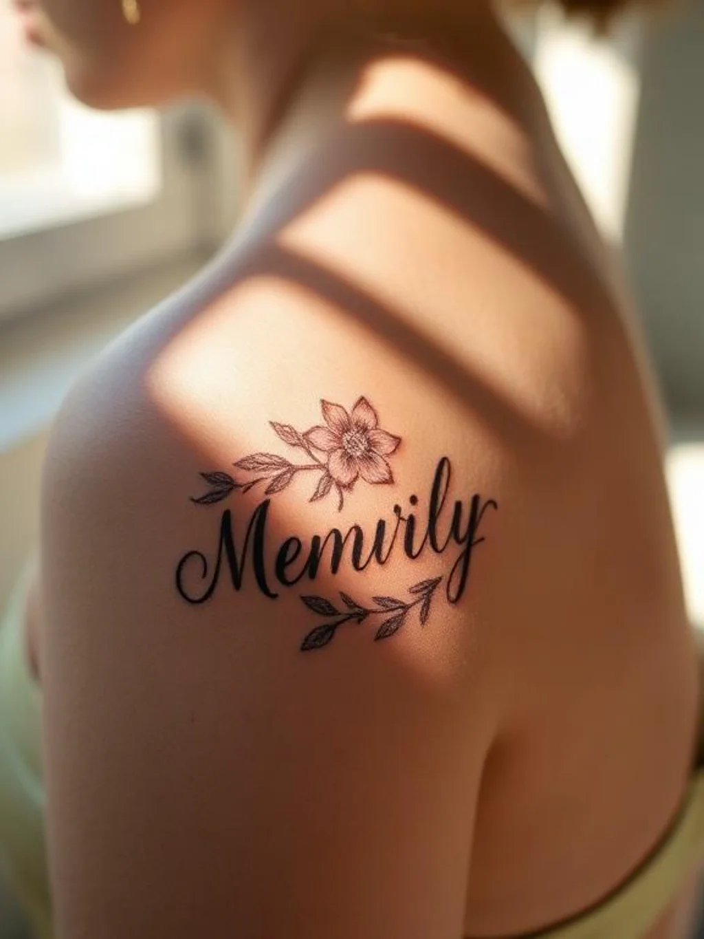 Memorial Flower Shoulder Tattoos That Carry a Name Without Needing Words