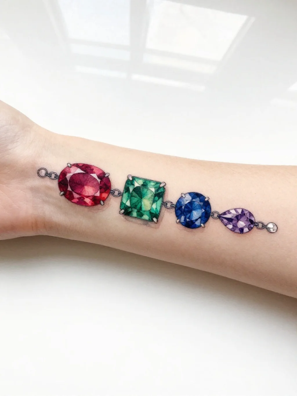 Watercolor Gemstone Tattoos That Turn Skin Into a Stained Glass Window