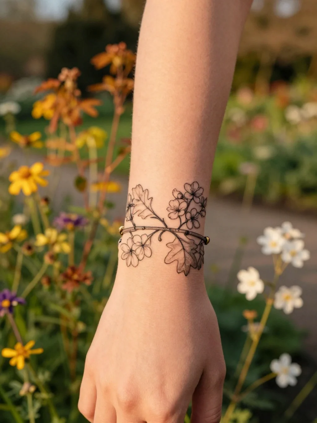 Botanical and Nature Wrist Bracelet Tattoos That Bloom Without a Season