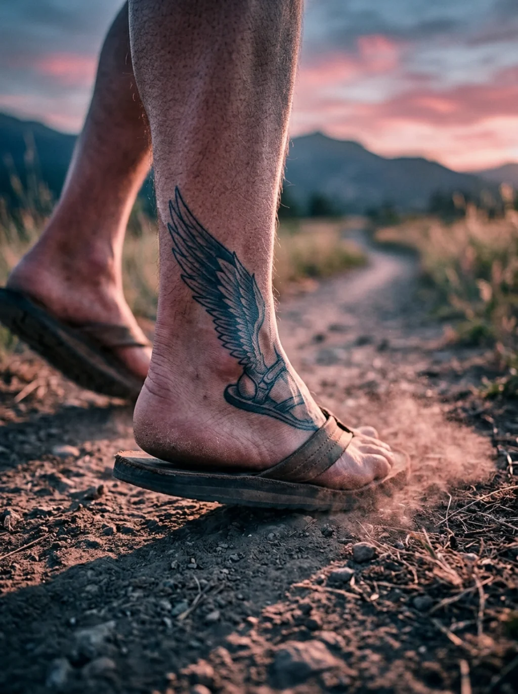 Hermes' Winged Sandals Take Flight Across a Quiet Ankle Bone