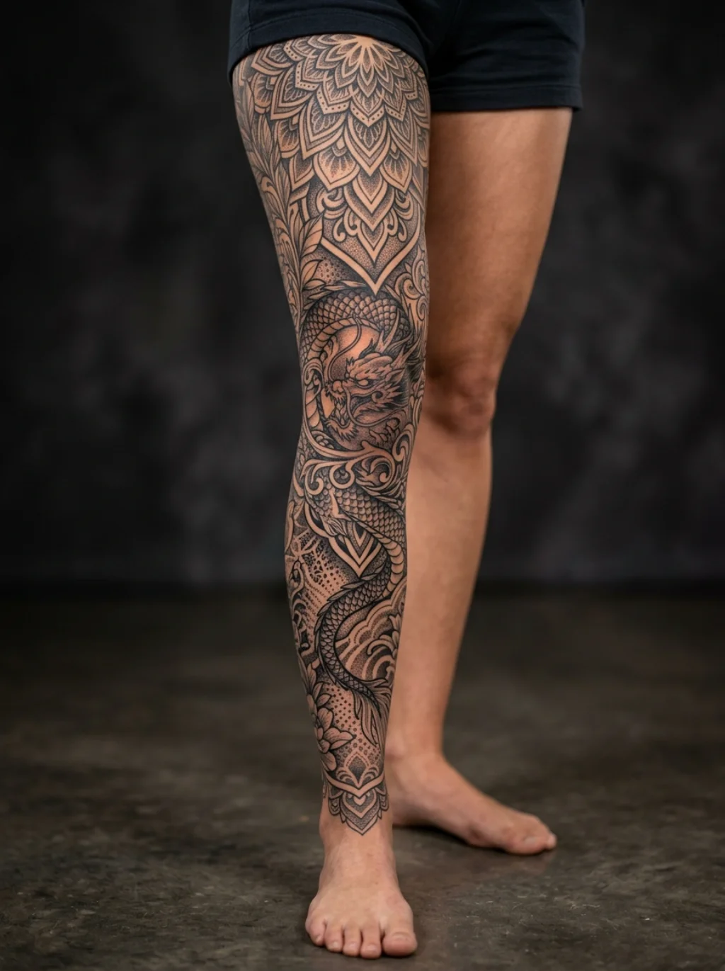 Knee Framing Tattoos and the Illusion of Perfect Leg Continuity