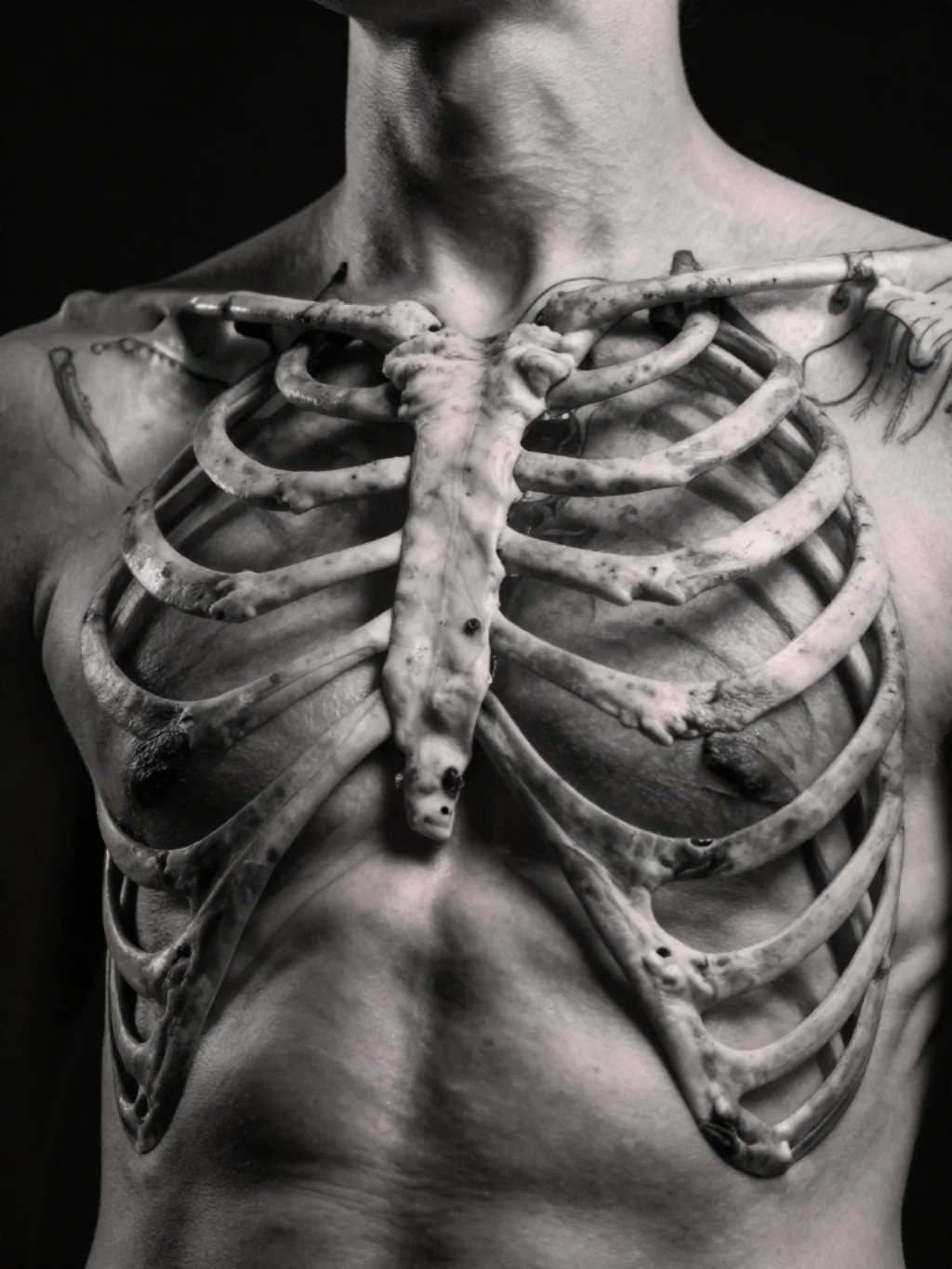Ribcage Contours Transform Soft Botanical Shading Into Dangerous Motion