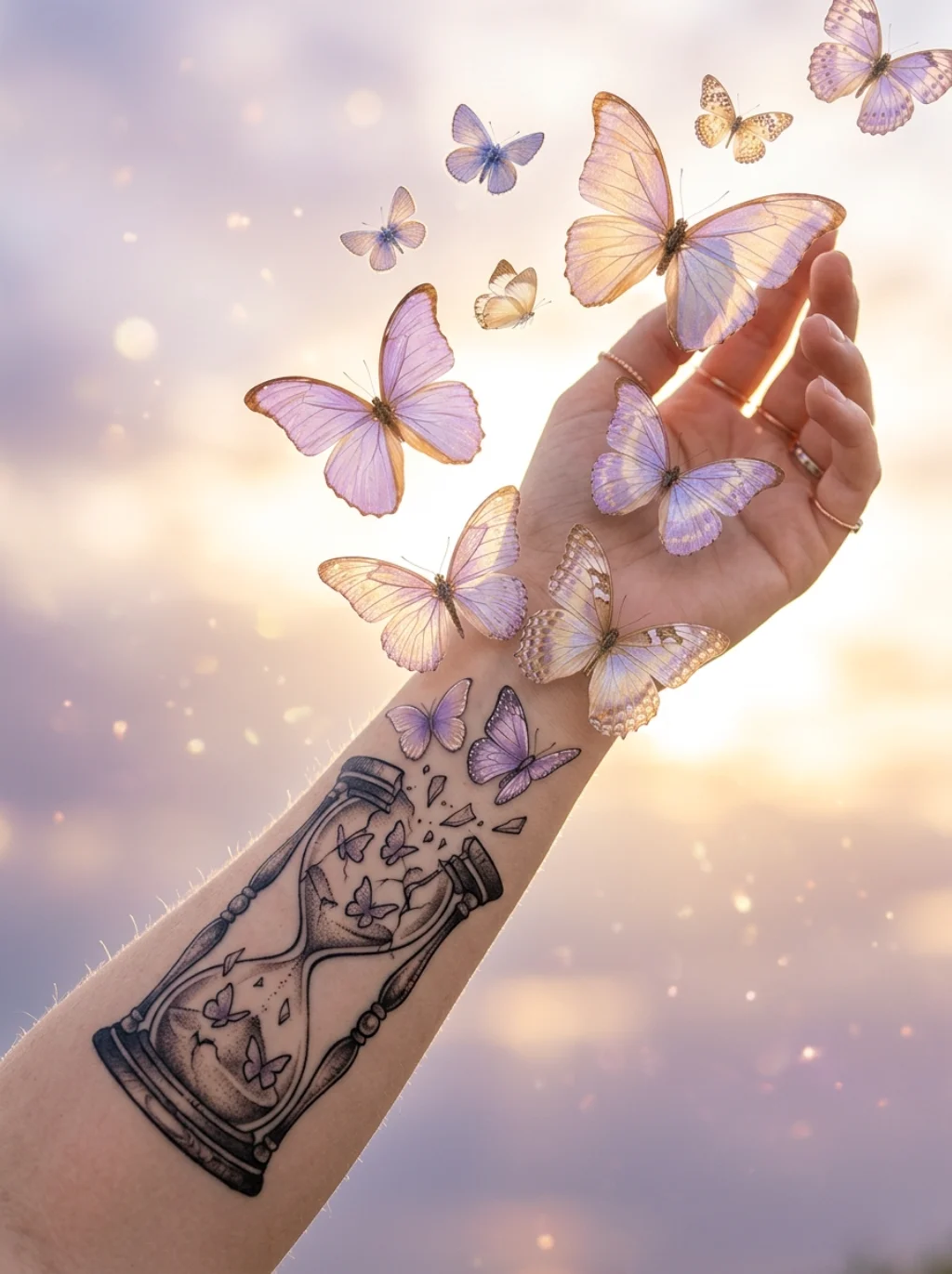 Butterflies Escaping the Glass Before Time Runs Dry