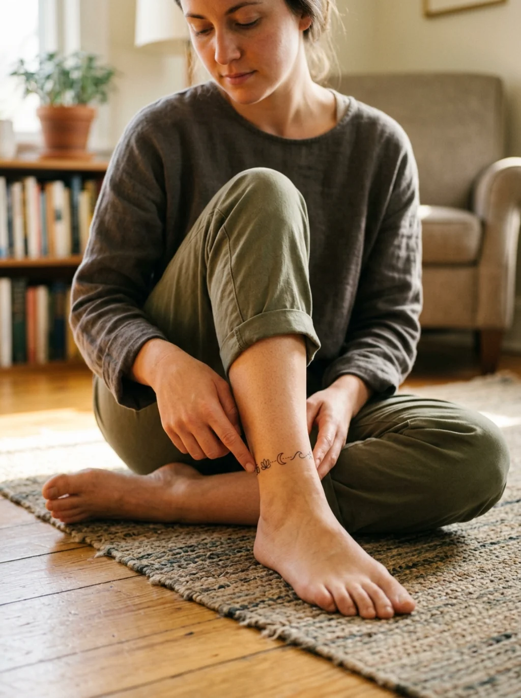Meaningful Symbol Anklet Tattoos That Circle the Ankle With Personal Purpose